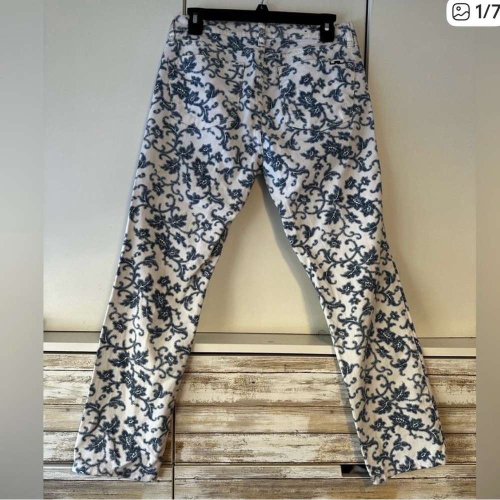 👖 Lauren Ralph Lauren Modern Straight Ankle Jeans Size 8 Blue White Floral